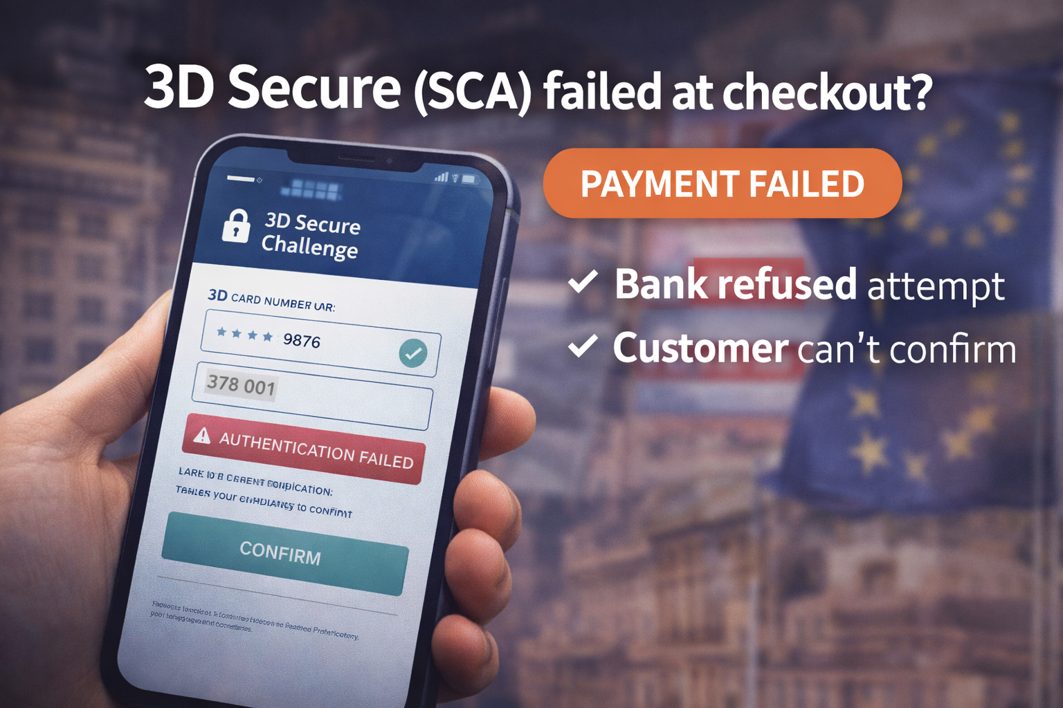 3D Secure (SCA) failed: why payments fail at checkout and how to fix it