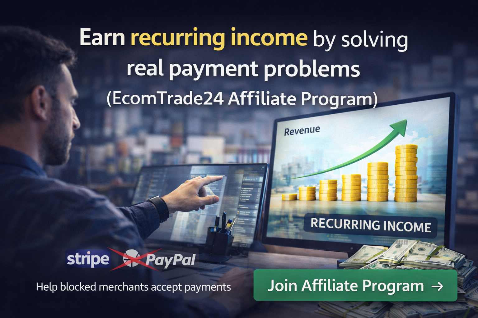 Earn recurring income by solving real payment problems (EcomTrade24 Affiliate Program)